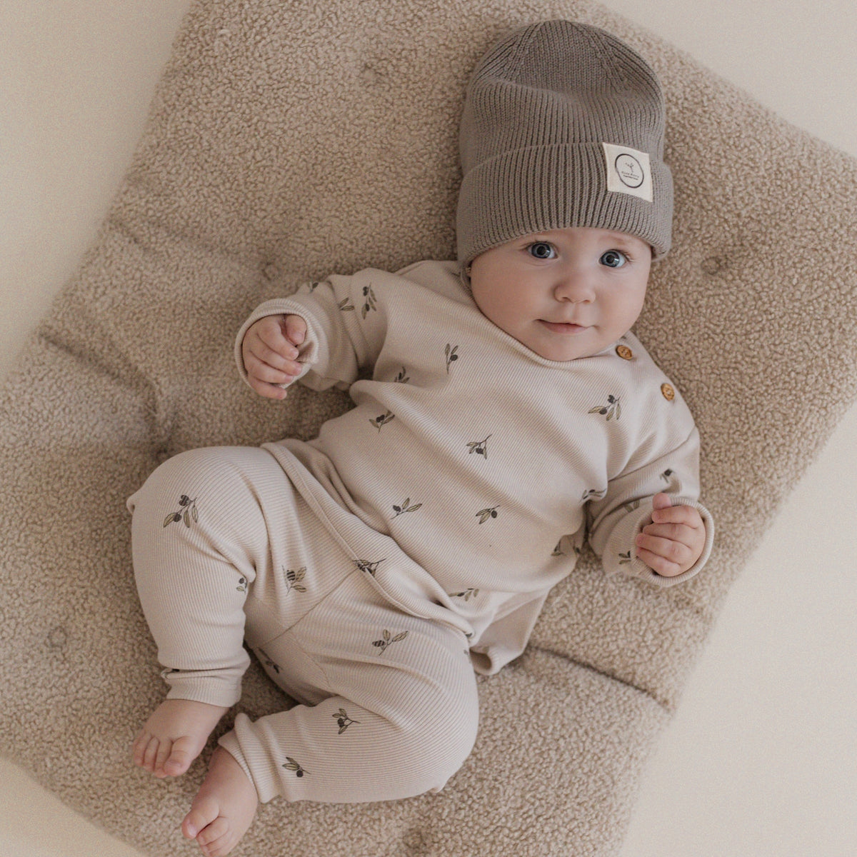 Organic Rib Sweatshirt Tiny Olives