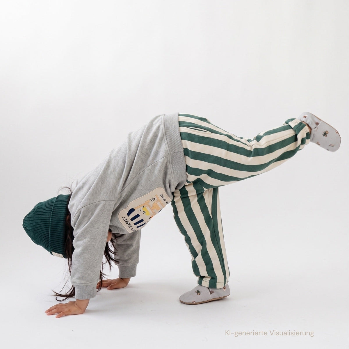 Lounge Pants Green Striped aus Bio-Baumwolle, Ansicht 2, Blush Couture