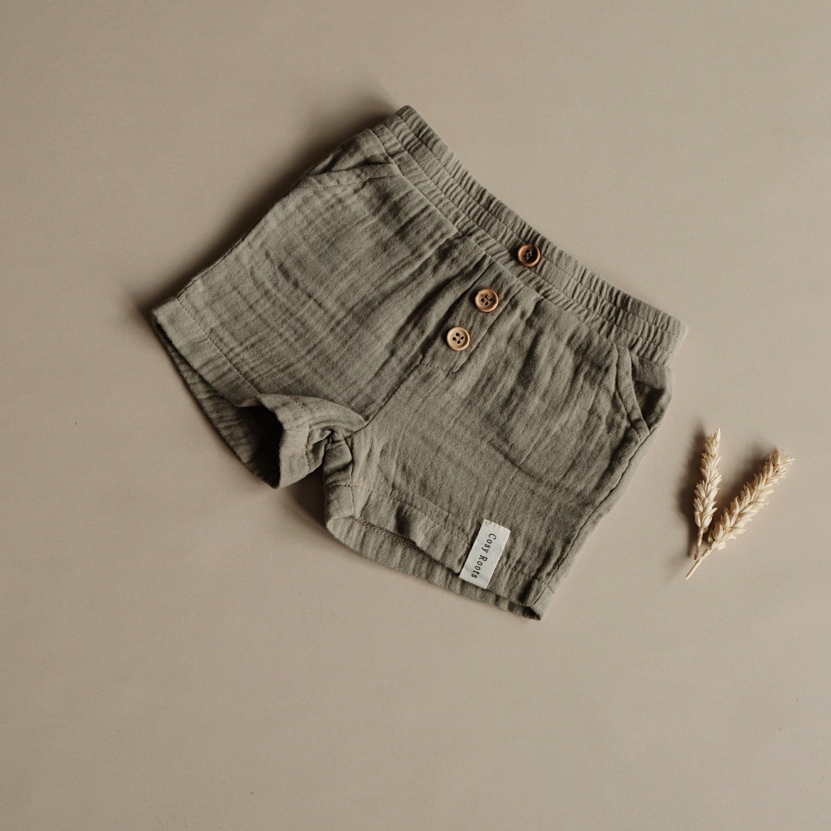 Organic Muslin Shorts Khaki
