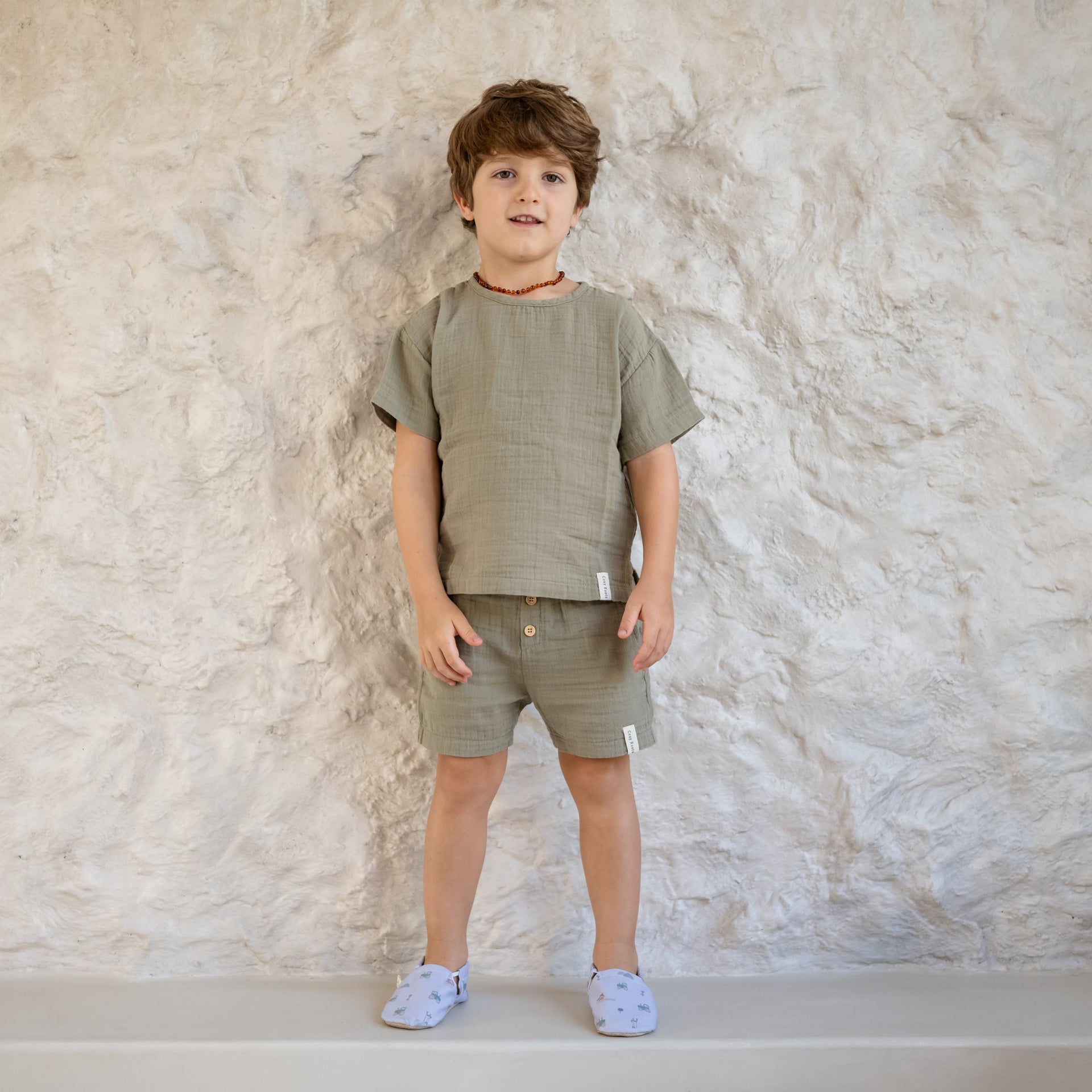 Organic Muslin Shorts Khaki