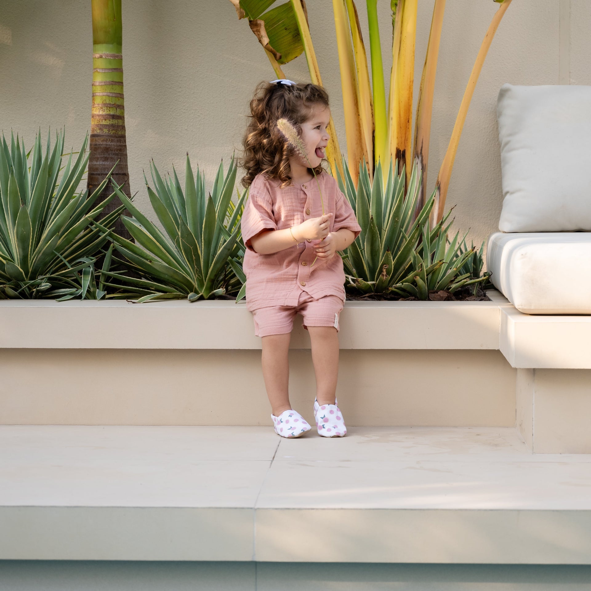 Organic Muslin Shorts Dusty Rose