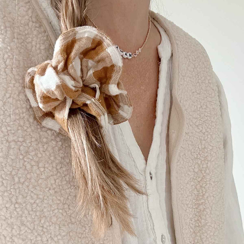 Scrunchie Chouchou Vichy caramel- Kids