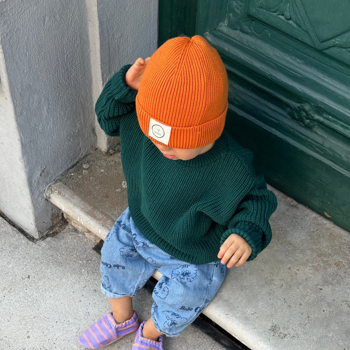 Grobstrick-Pullover Forest Green für Kinder, Blush Couture