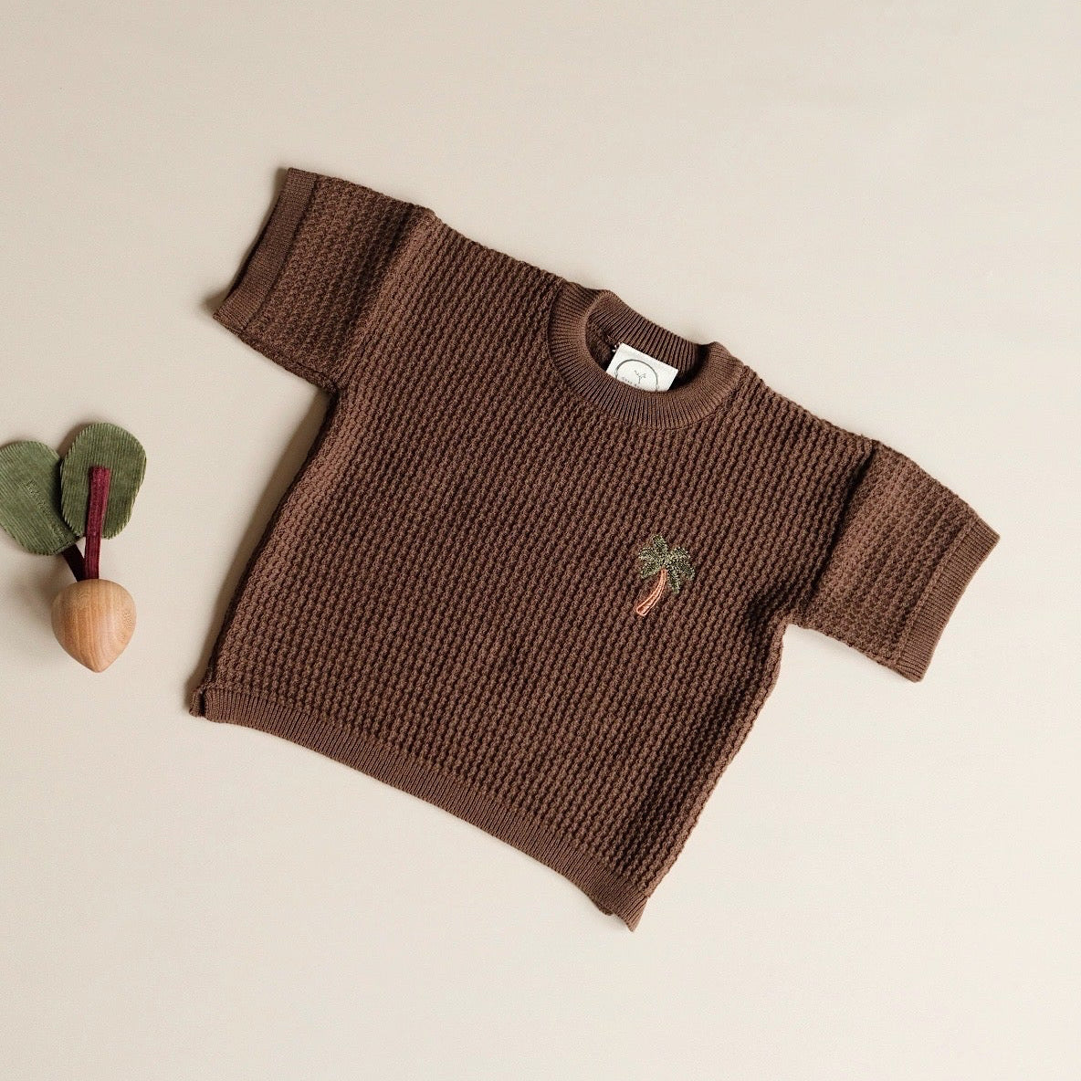 Organic Palm Summer Knit Shirt Chocolate Brown