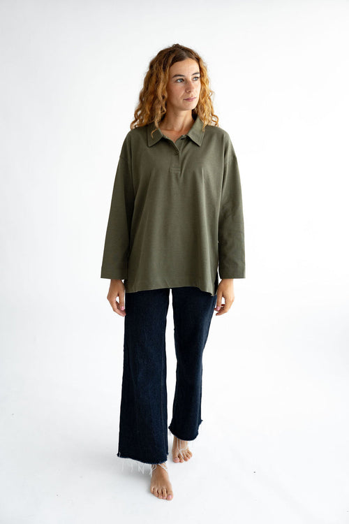 Basic Line Poloshirt langarm Waldgrün