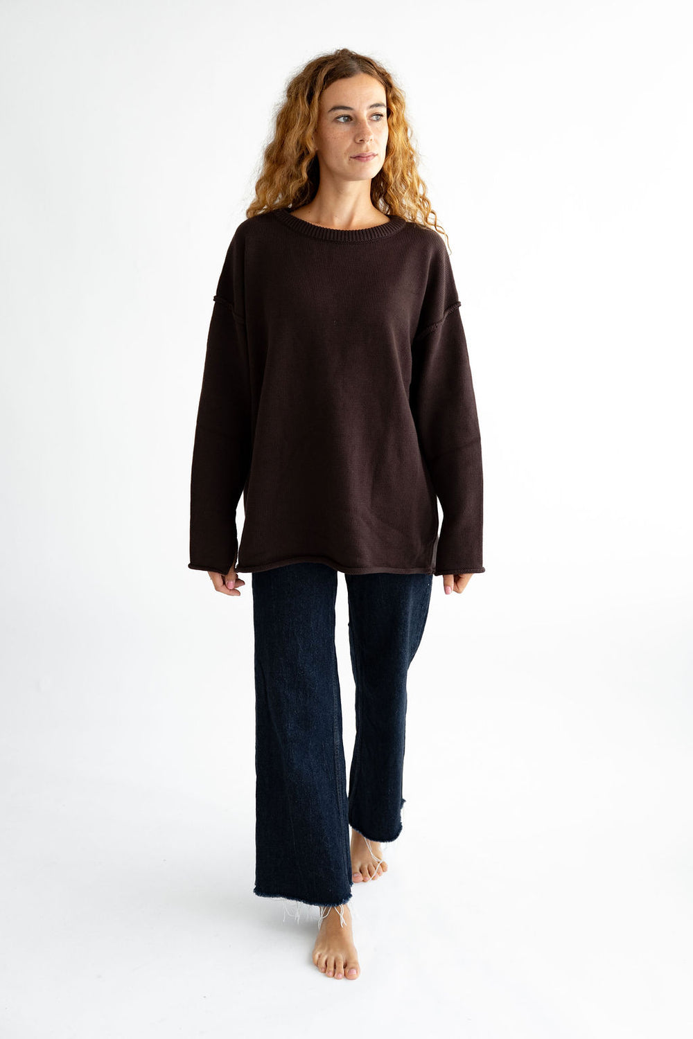 Pullover mit Aussennaht Cacao