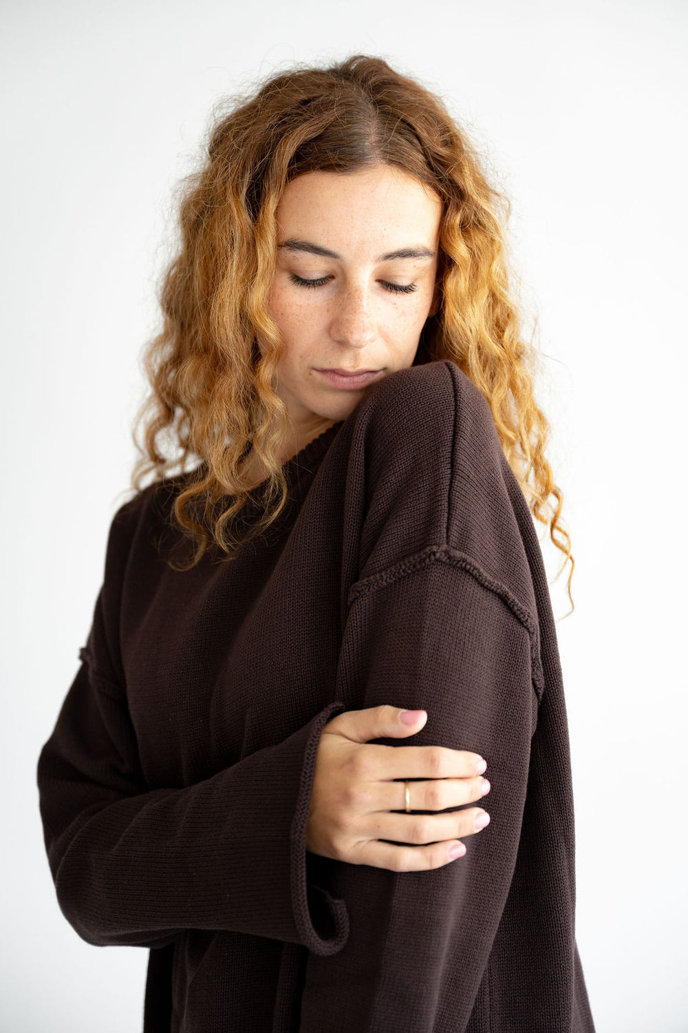 Pullover mit Aussennaht Cacao