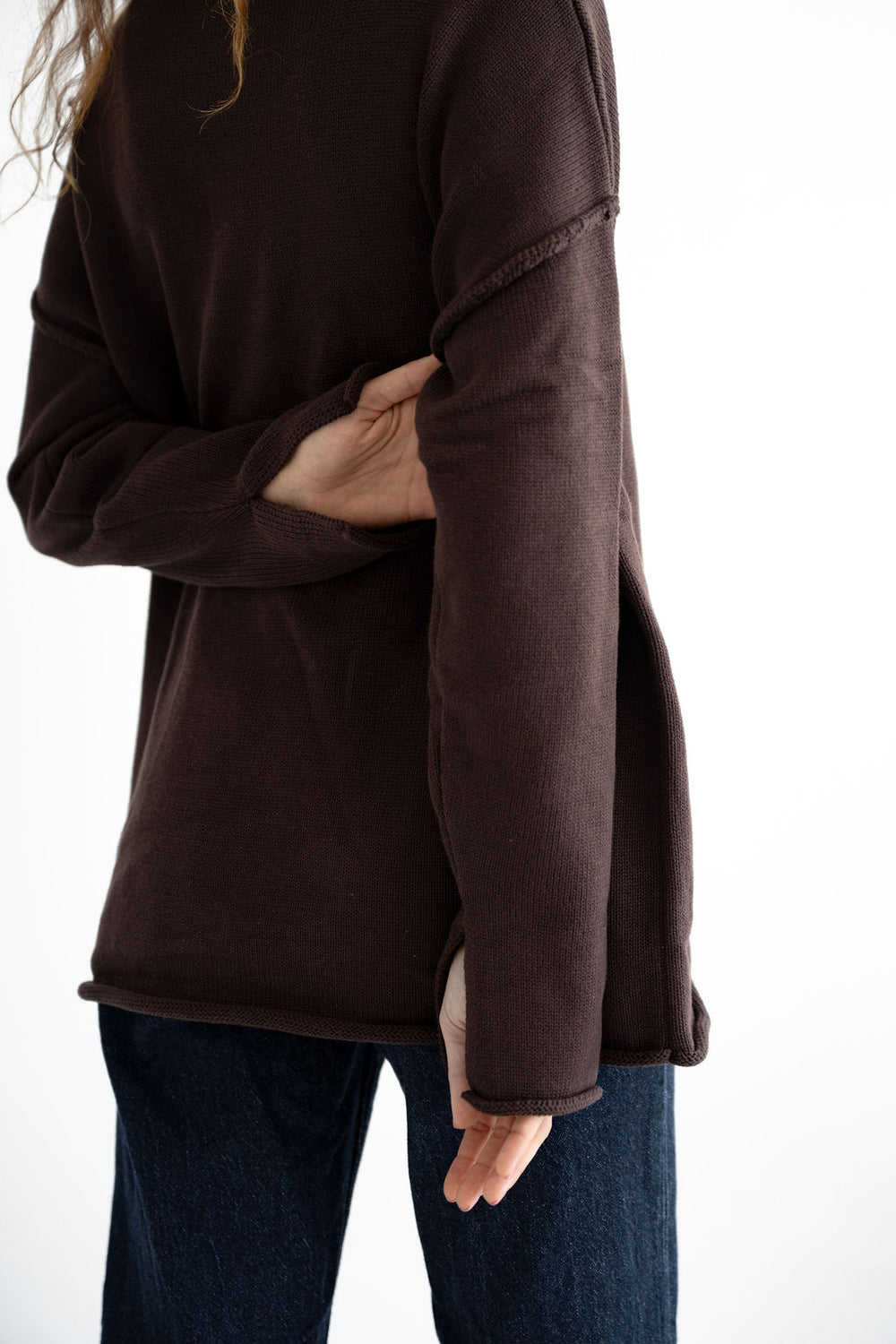 Pullover mit Aussennaht Cacao