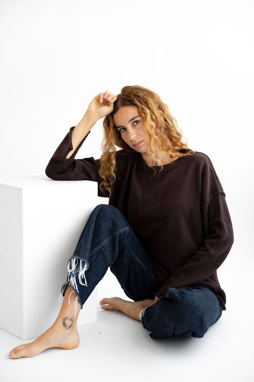 Pullover mit Aussennaht Cacao