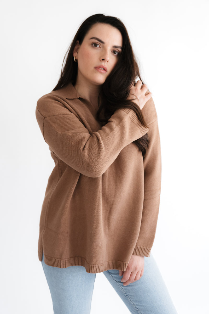 Leichter Strickpullover mocca