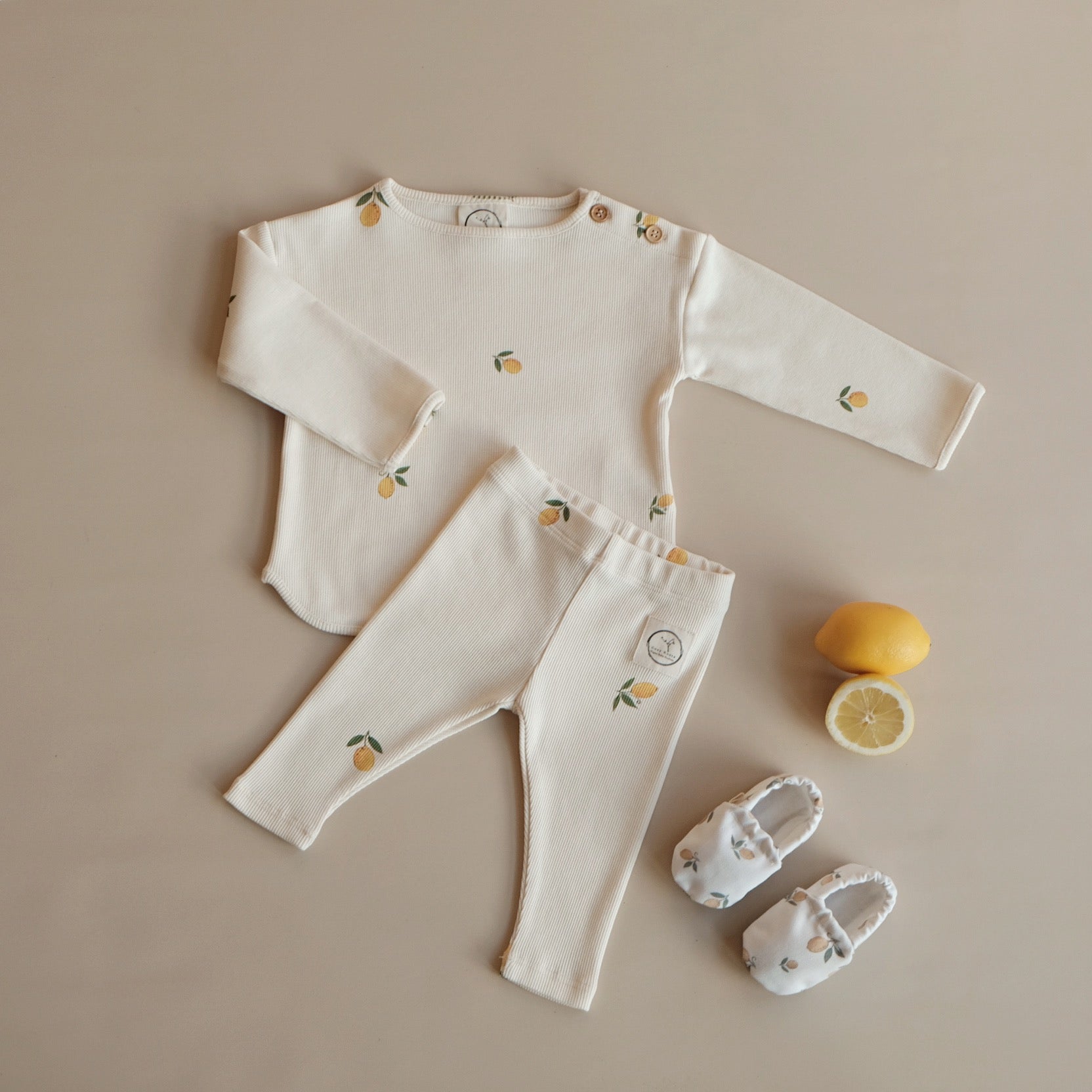 Organic Rib Leggings Pure lemon