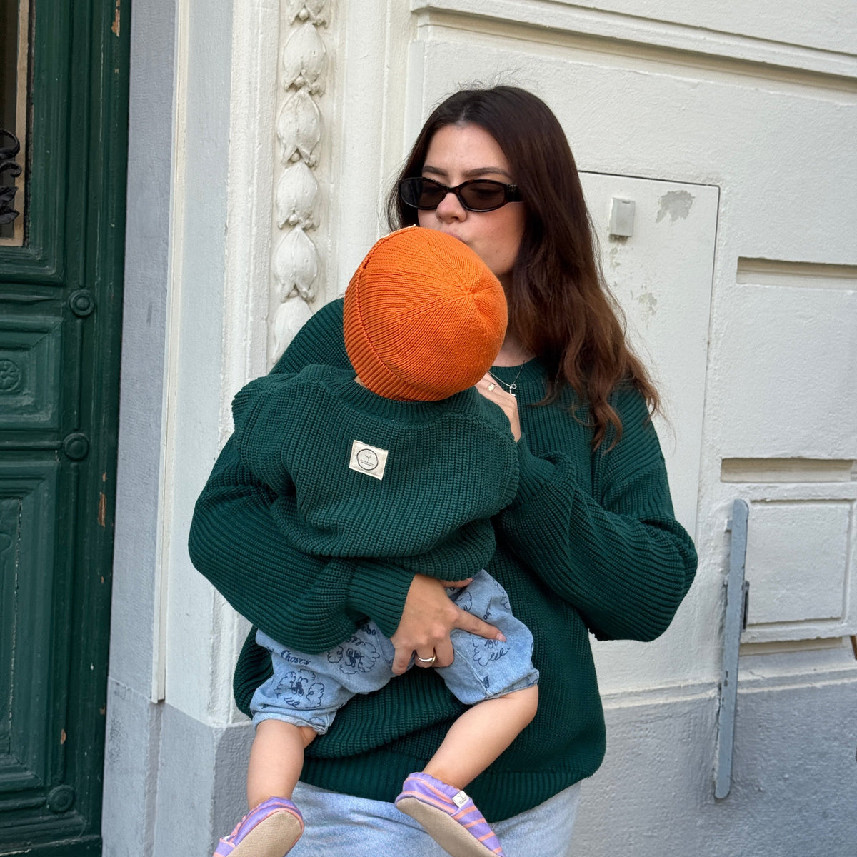 Grobstrick-Pullover Forest Green für Kinder, Blush Couture