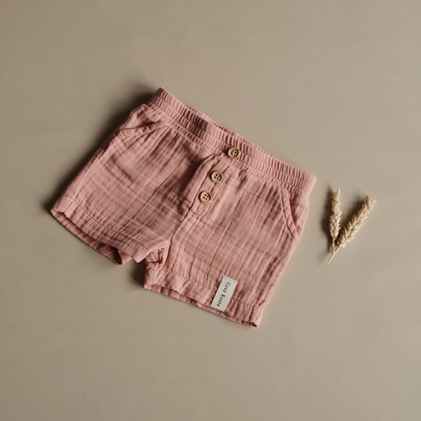 Organic Muslin Shorts Dusty Rose