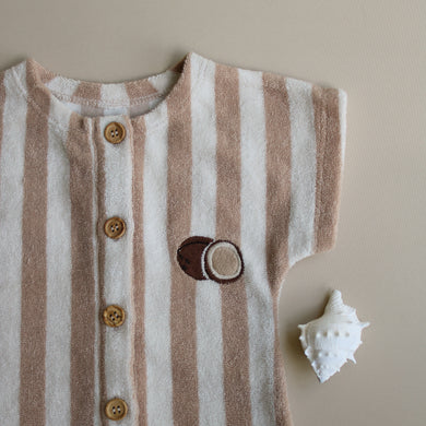 Organic Terry Onesie Latte Striped