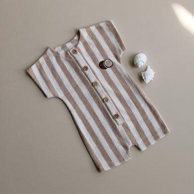 Organic Terry Onesie Latte Striped