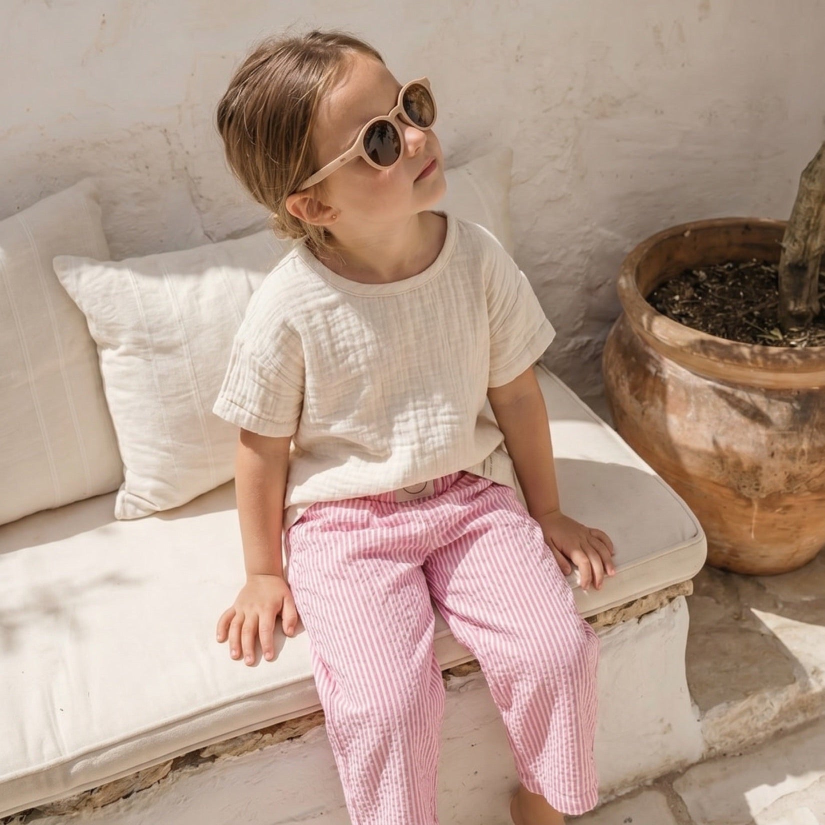 Organic Lounge Pants Pink Striped