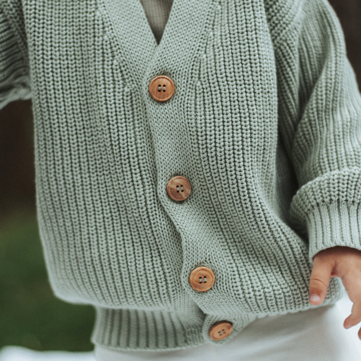 Organic Knit Cardigan Seagrass