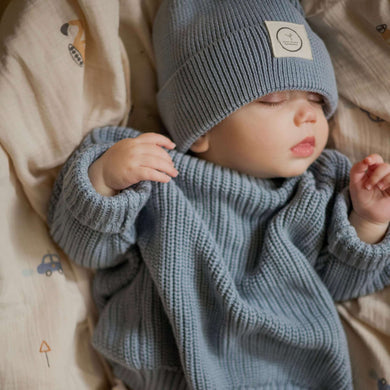 Organic Knit Beanie Dusty blue