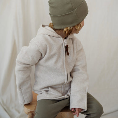 Organic Fleece Jacke light beige melange