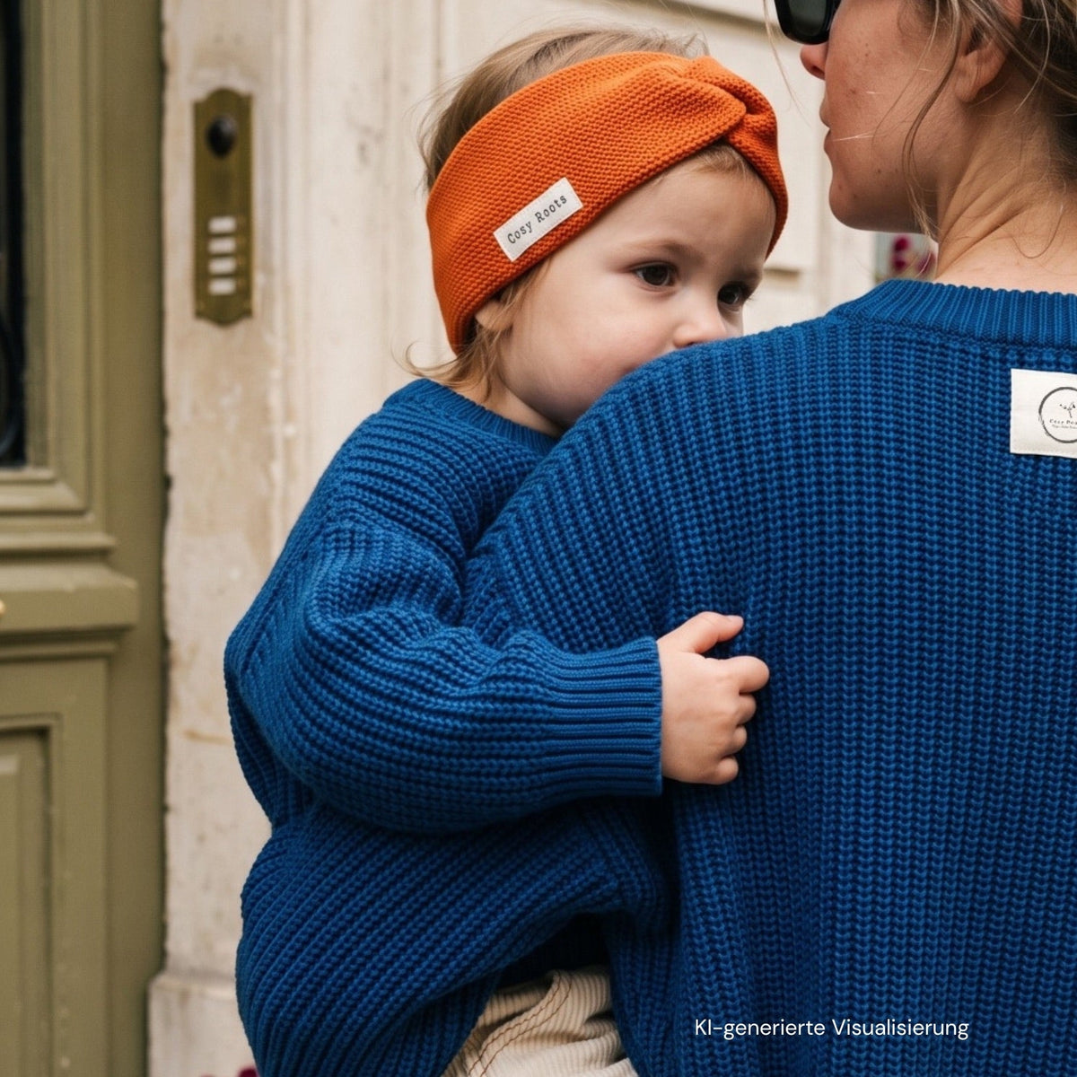 Grobstrick-Pullover Mama Blueberry Blue aus Bio-Baumwolle, Blush Couture