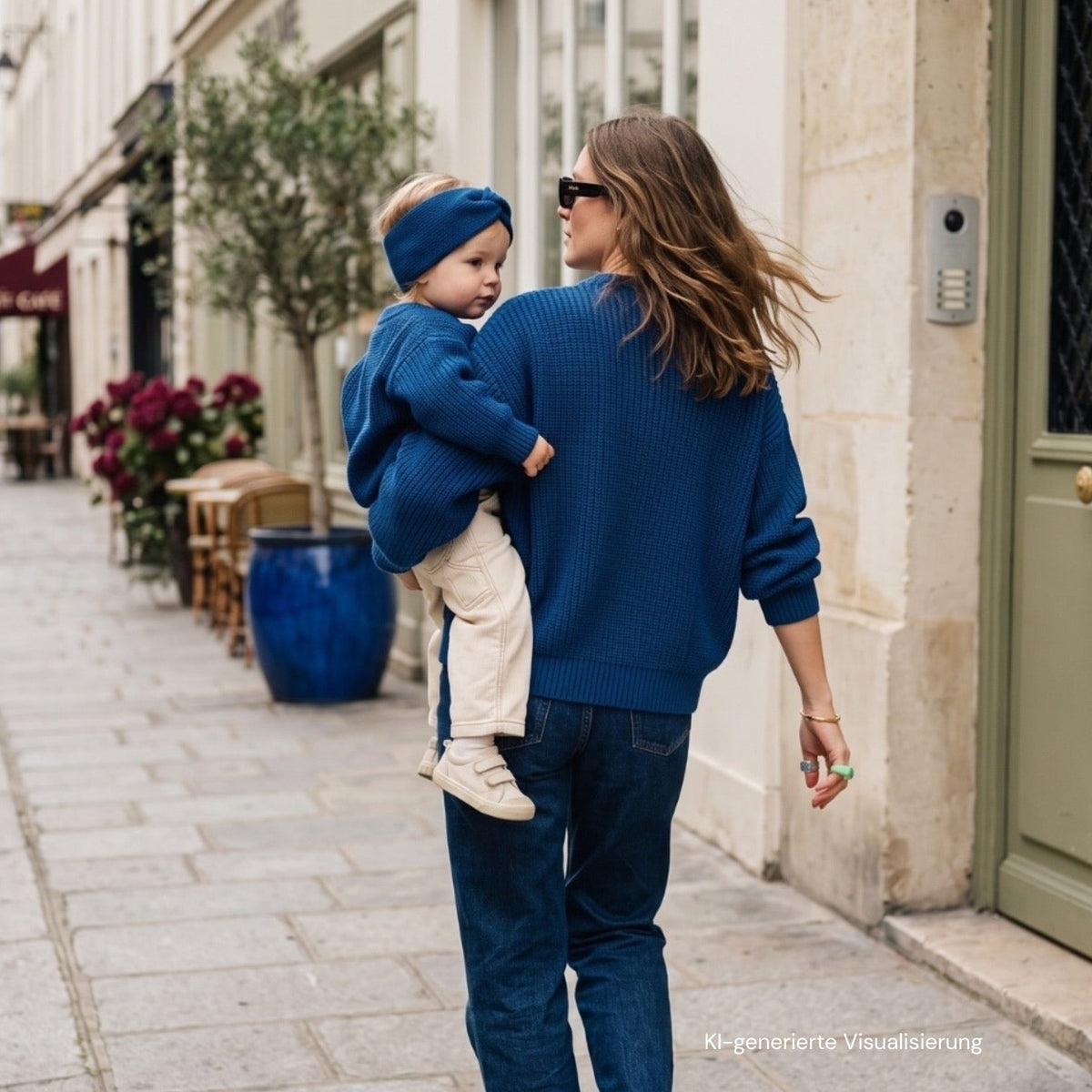 Grobstrick-Pullover Mama Blueberry Blue aus Bio-Baumwolle, Blush Couture