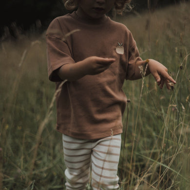 Organic Rib Leggings Caramel striped