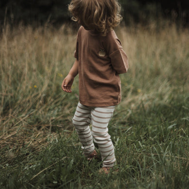 Organic Rib Leggings Caramel striped