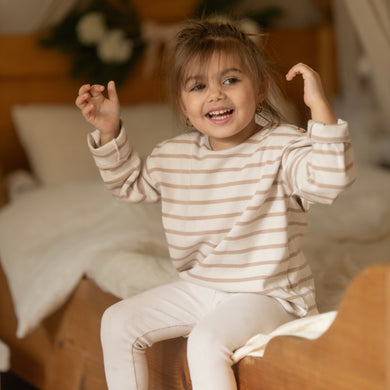 Organic Rib Sweatshirt Caramel Striped
