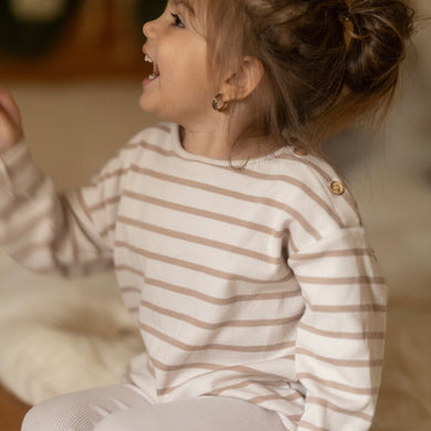 Organic Rib Sweatshirt Caramel Striped