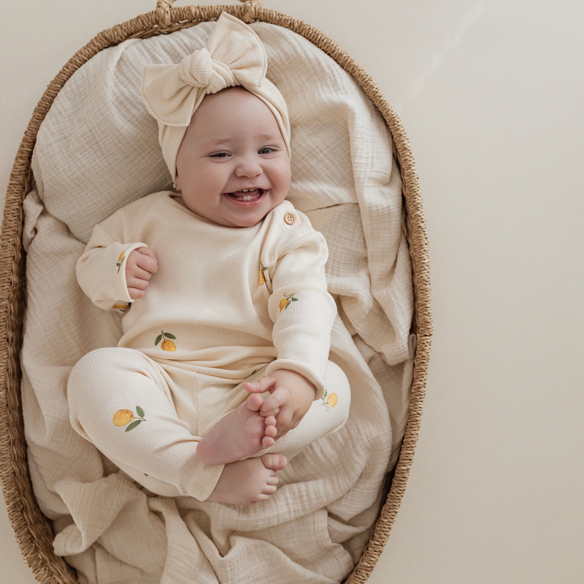 Organic Rib Leggings Pure lemon