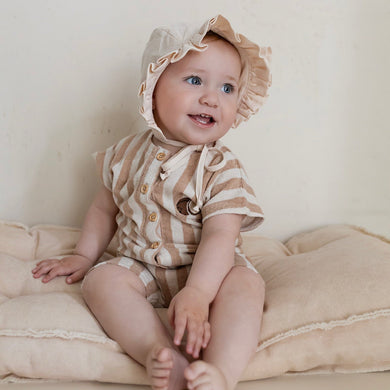 Organic Terry Onesie Latte Striped