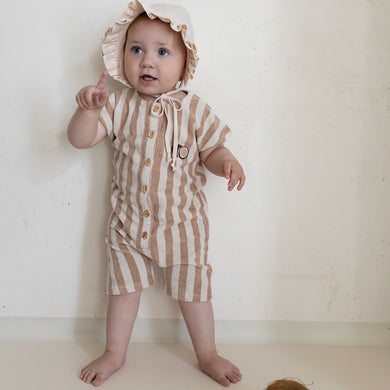 Organic Terry Onesie Latte Striped