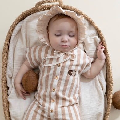 Organic Terry Onesie Latte Striped