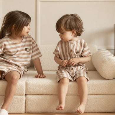 Organic Terry Onesie Latte Striped