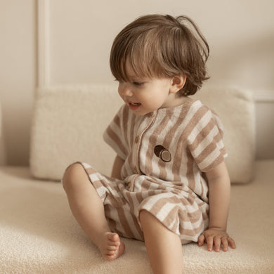 Organic Terry Onesie Latte Striped