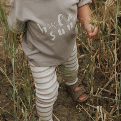 Organic Rib Leggings Caramel striped