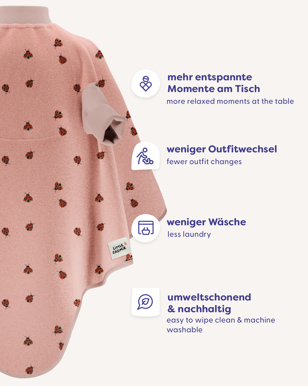 Lätzchen Boo Love Bugs aus Baumwollfrottee, Blush Couture