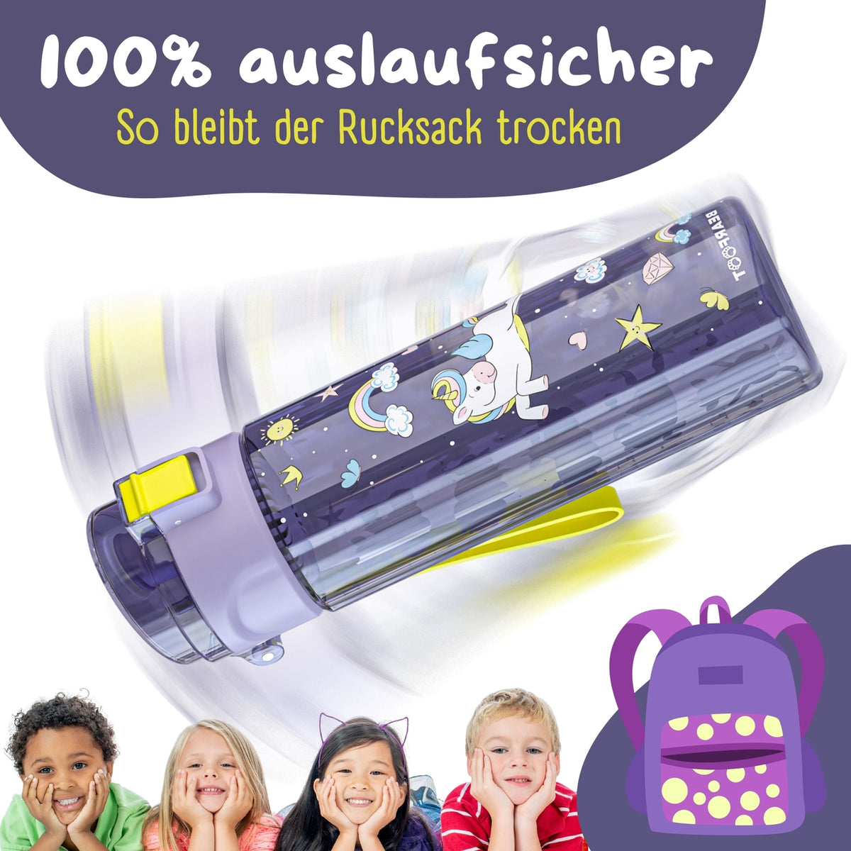 Trinkflasche Einhorn lila