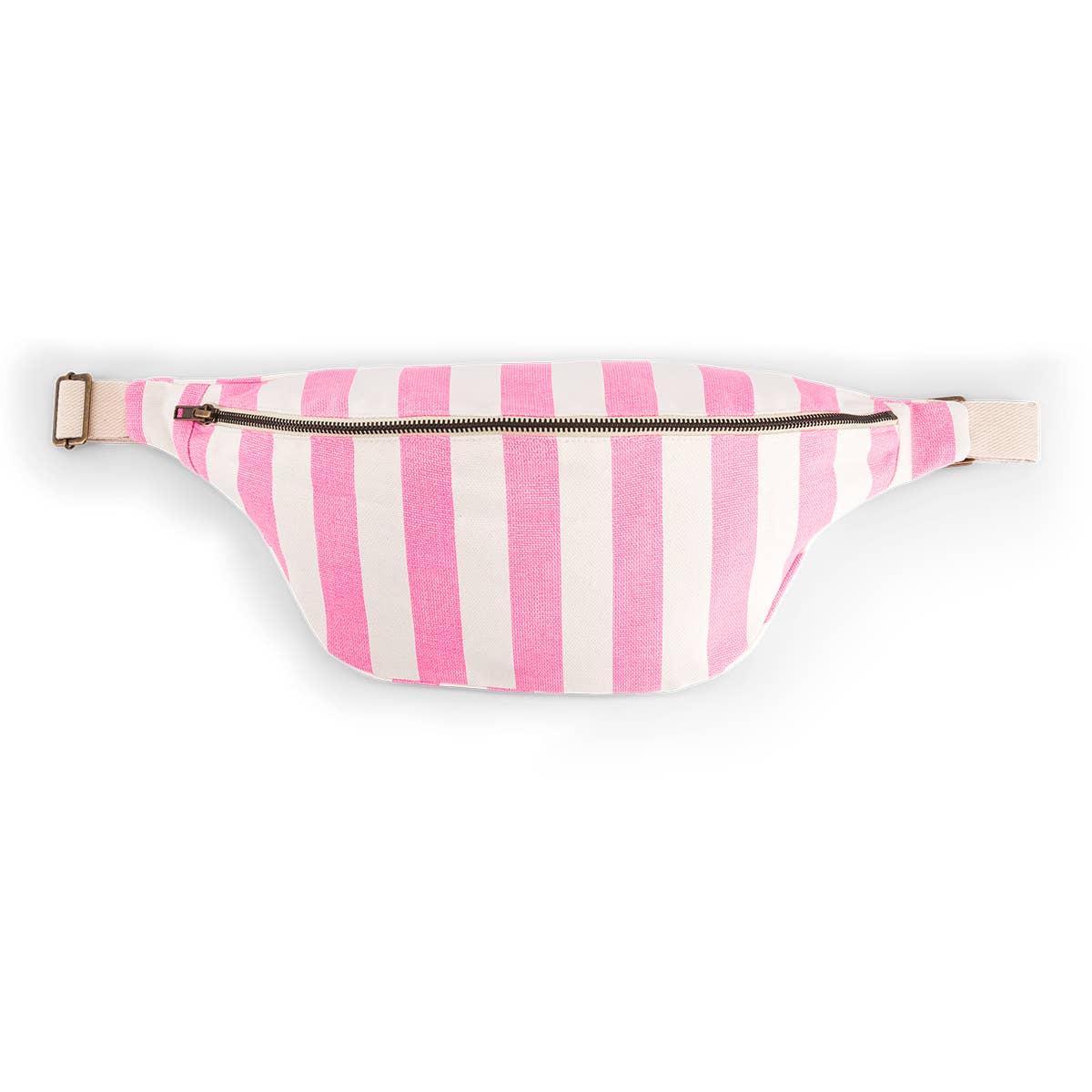 Bananenbeutel Ecru/Neonpink gestreift