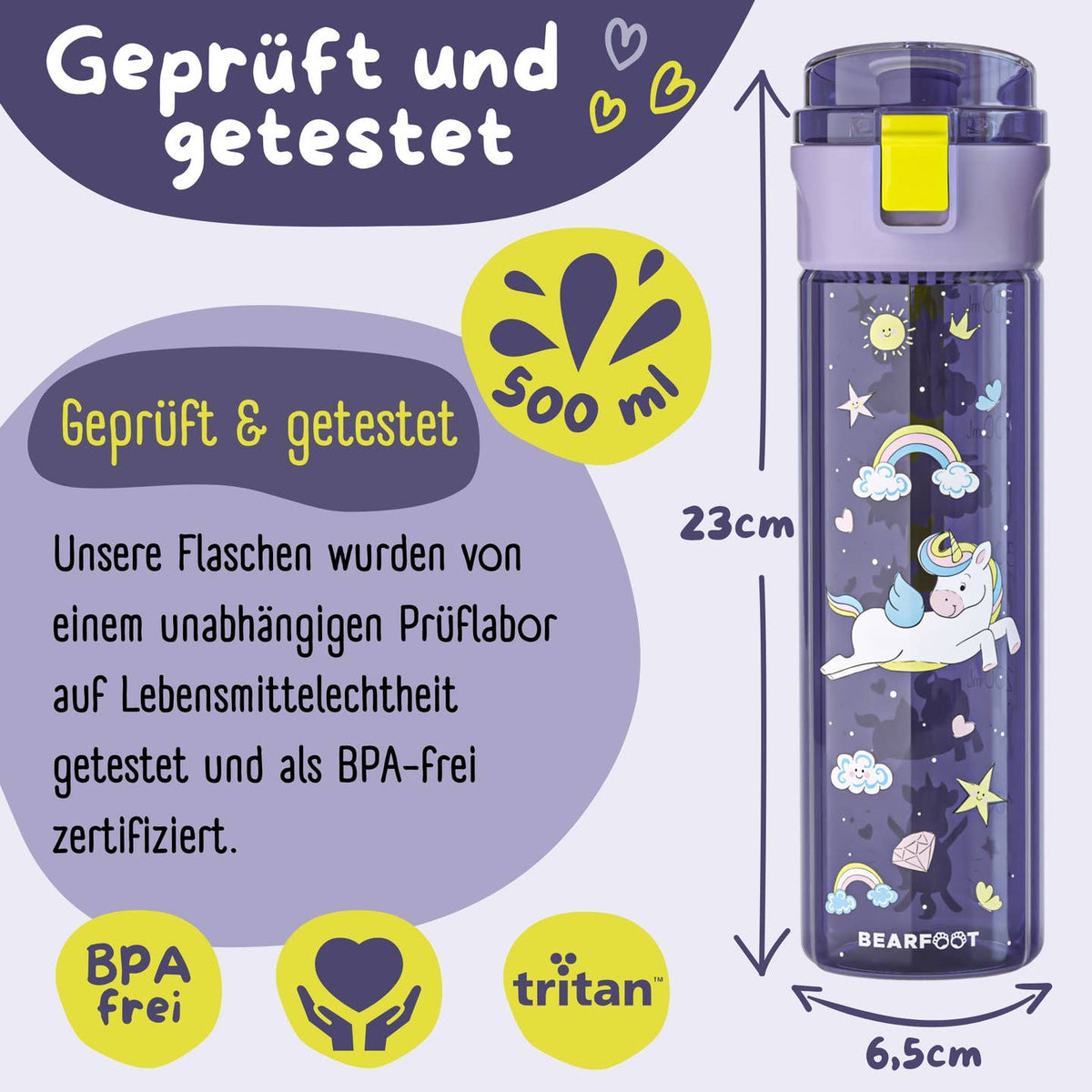 Trinkflasche Einhorn lila