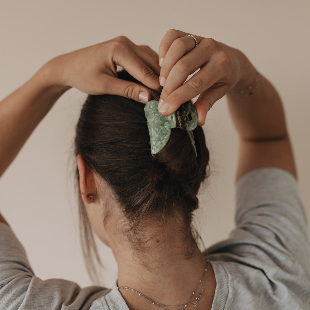 Haarspange groß Herz Jade