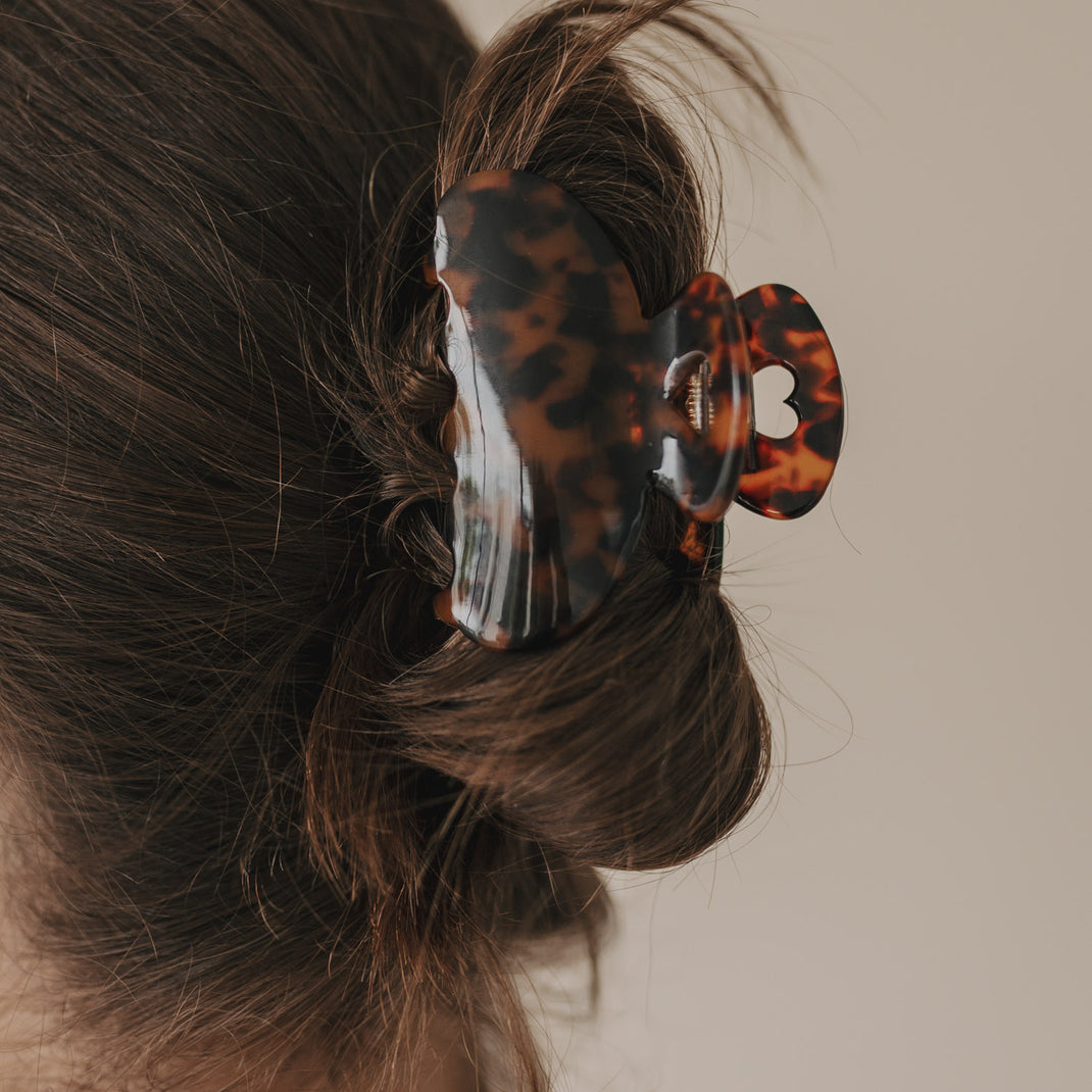 Haarspange groß Herz Amber