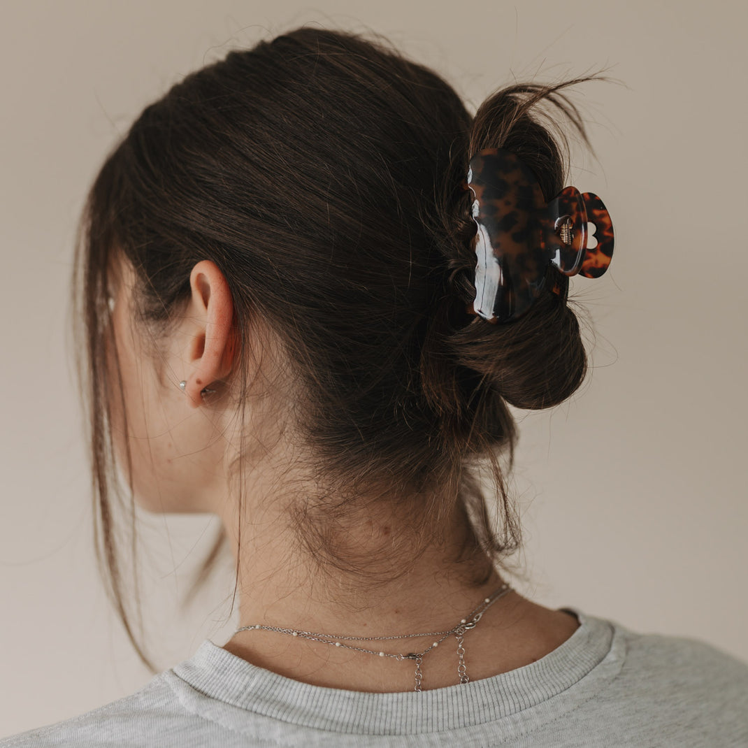Haarspange groß Herz Amber