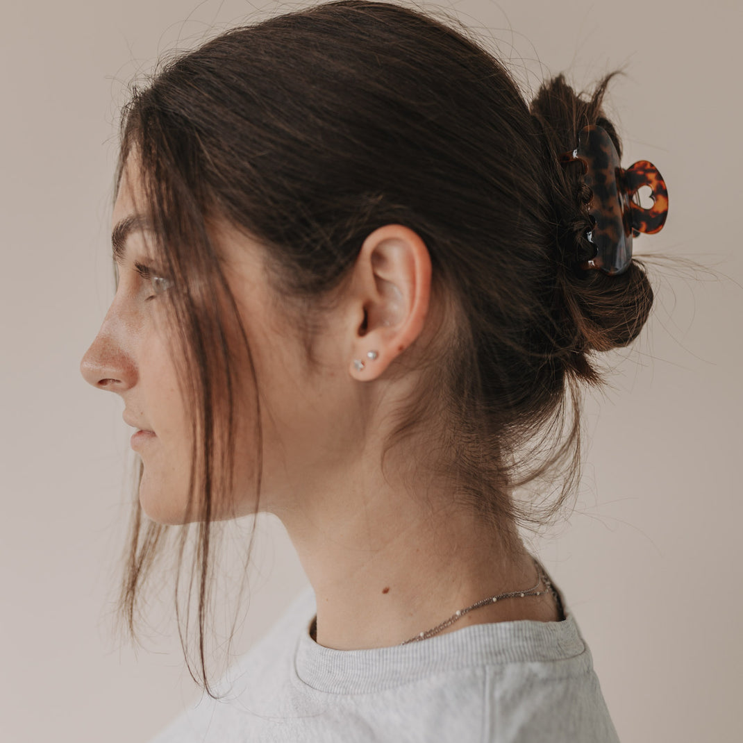 Haarspange groß Herz Amber