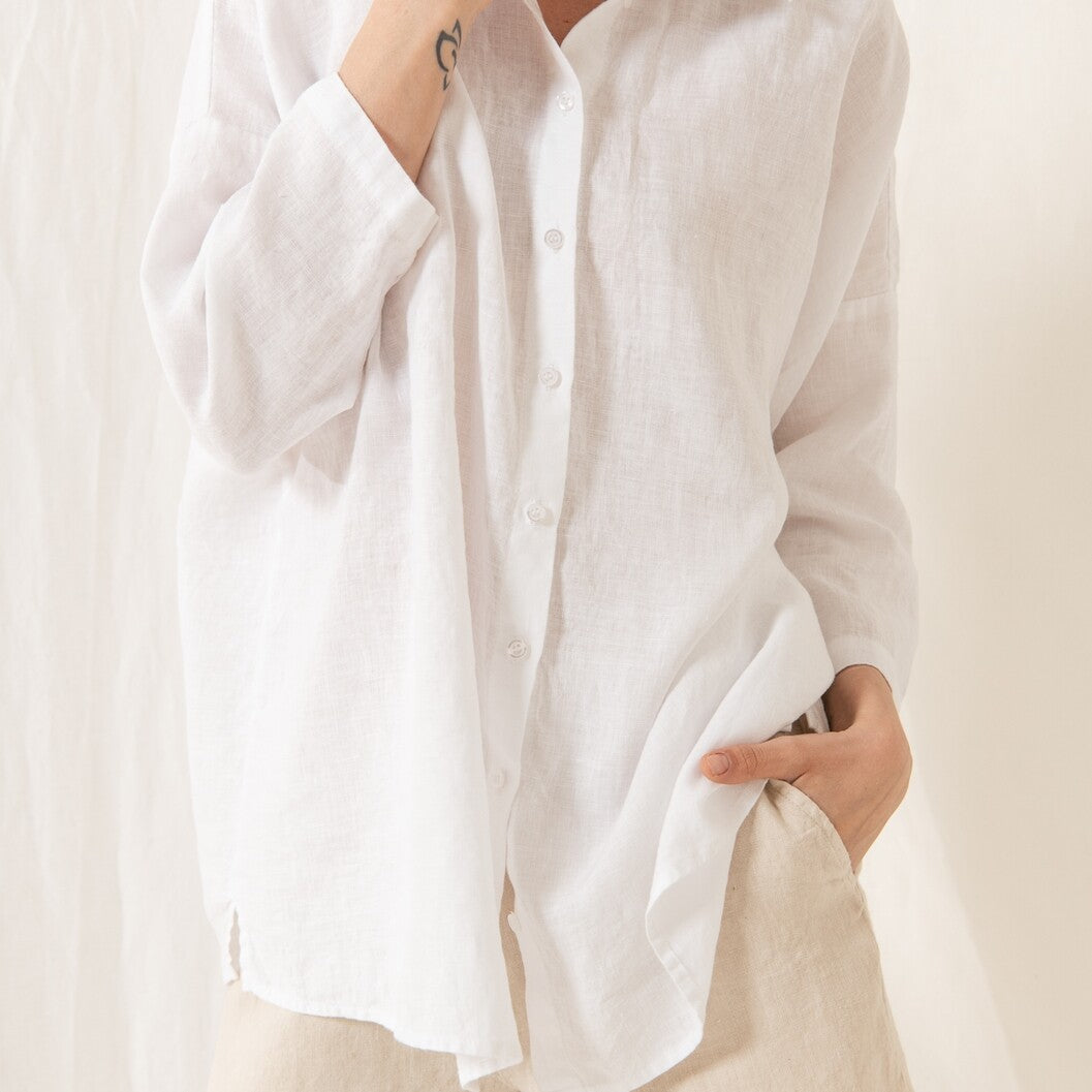Linen Bluse white Cathy