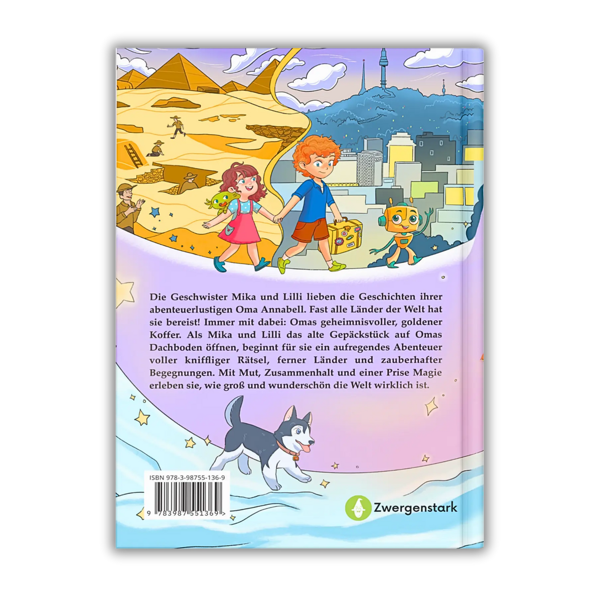 Der magische Reisekoffer Kinderbuch, Rückseite, Blush Couture