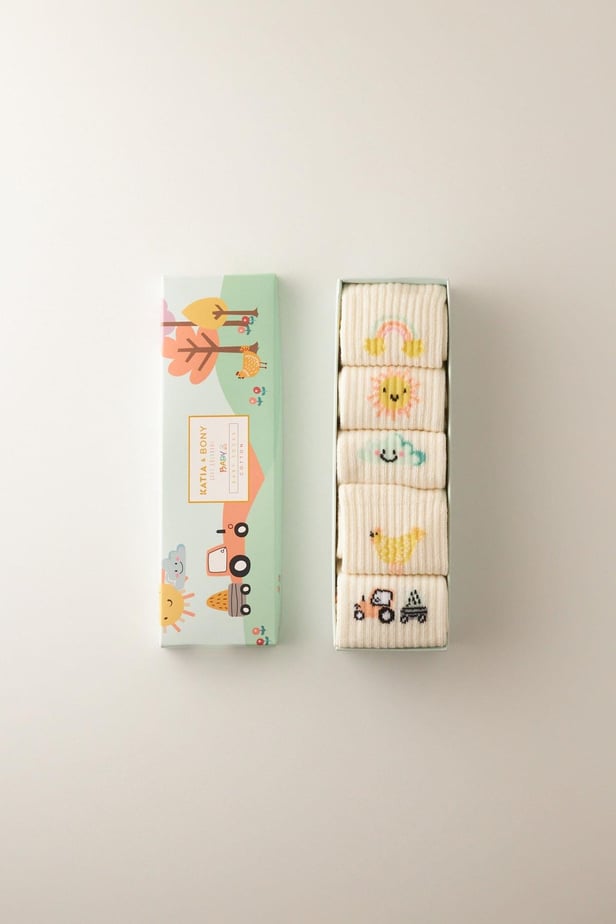Baby farm pattern socks boxed 5-pack