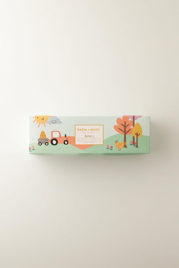 Baby farm pattern socks boxed 5-pack
