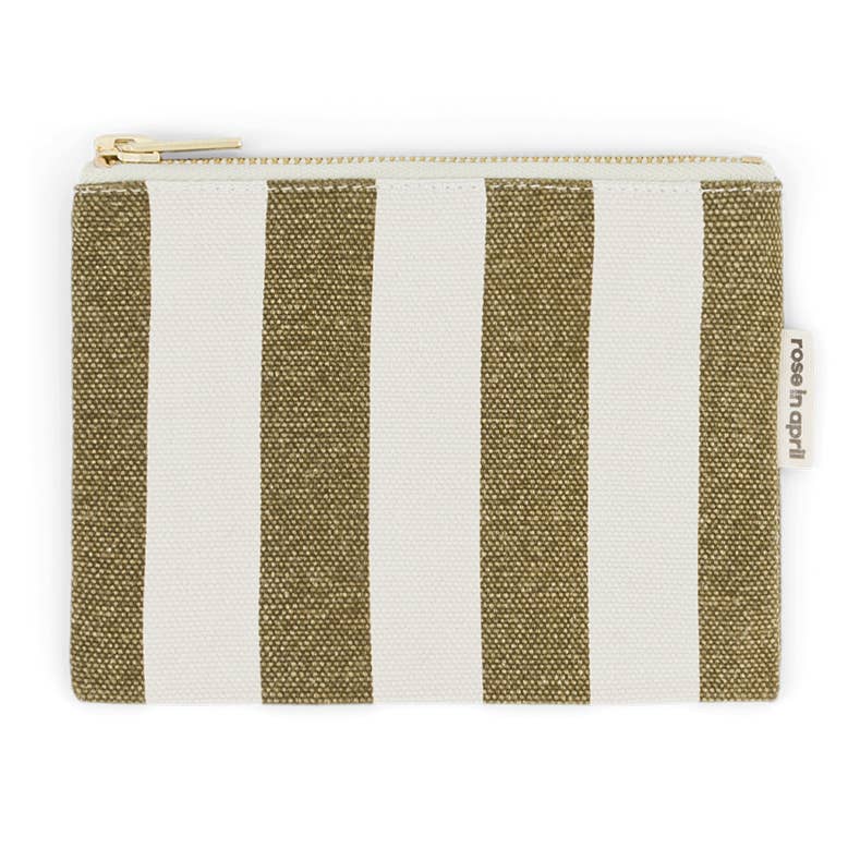 Kosmetiktasche Marie klein Oliv gestreift