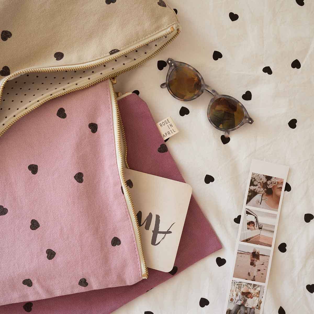 Kosmetiktasche Lili gross Herz sand